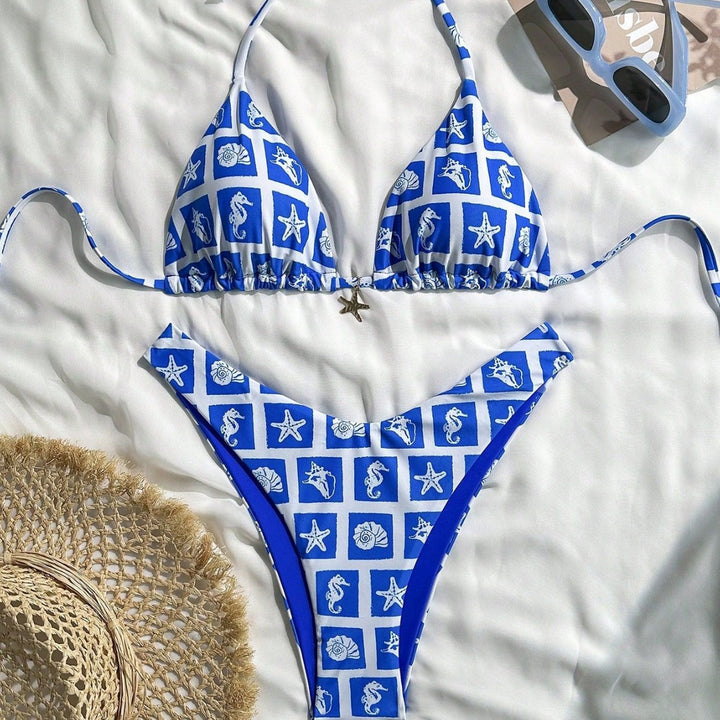 Damen Triangel-Bikini mit maritime Motiven Drune