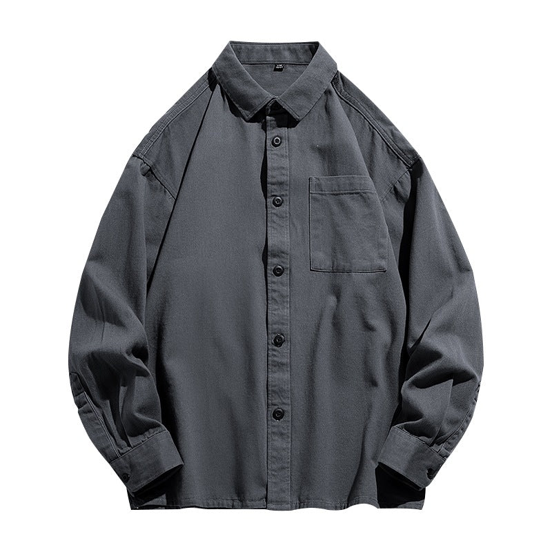 Herren Lockeres Overshirt-Hemd aus Baumwollmix mit Brusttasche und überschnittener Schulter Drune
