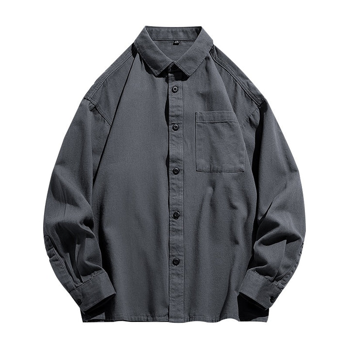 Herren Lockeres Overshirt-Hemd aus Baumwollmix mit Brusttasche und überschnittener Schulter Drune
