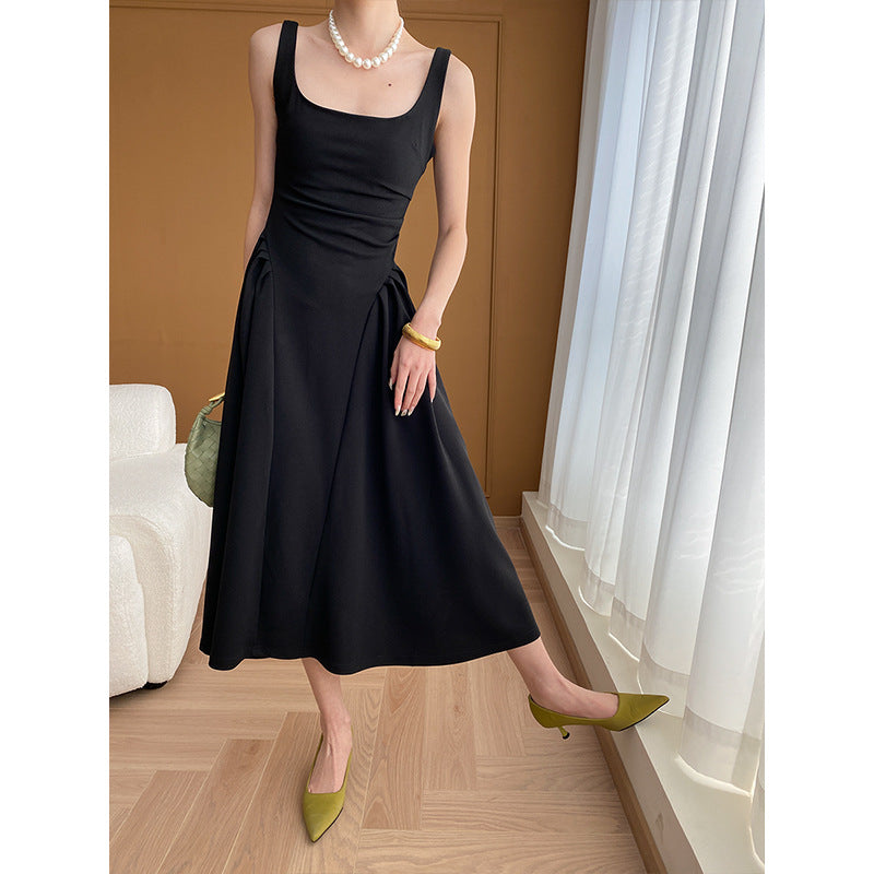 Damen Elegantes Maxikleid mit taillierten Falten und dekorativem Ausschnitt Drune