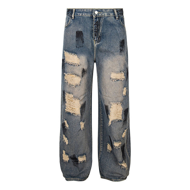 Damen Weite Destroyed-Jeans mit hohem Bund, Used‑Wash und Ballonsaum Drune