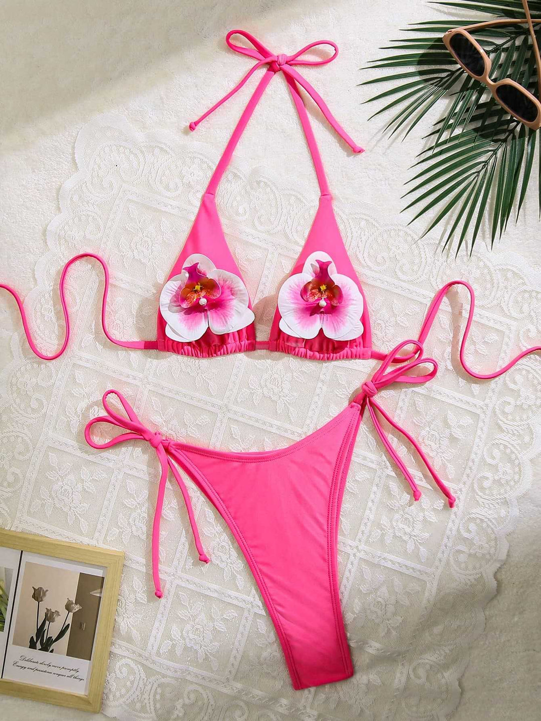 Damen Floral verziertes Triangel-Bikini Drune