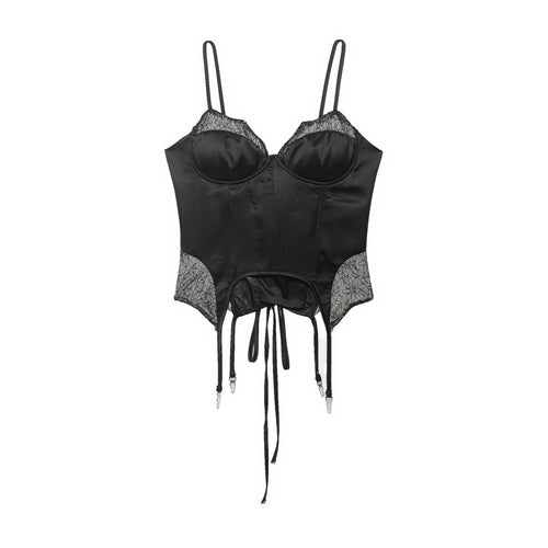 Damen Korsett Top mit zartem Spitzenbesatz und raffiniertem Schnitt Drune