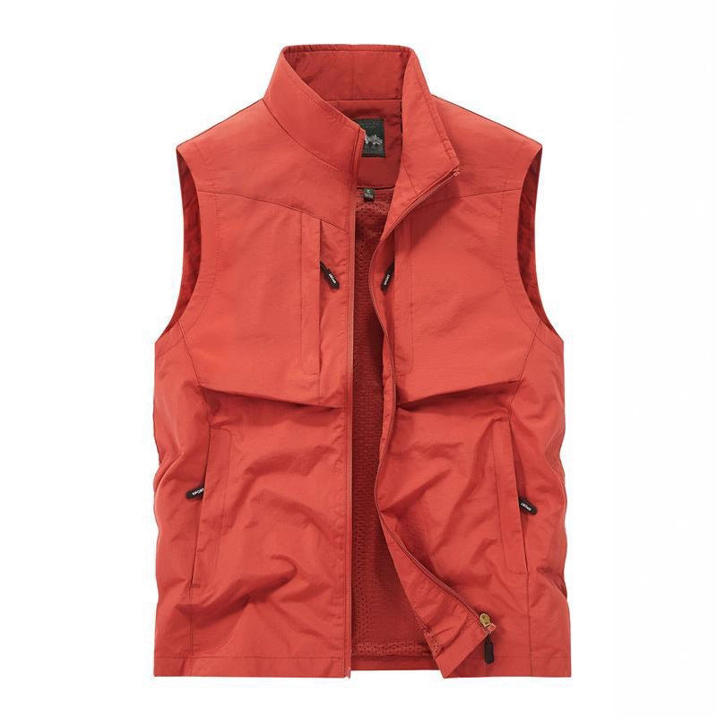 Herren Utility-Outdoorweste mit Mesh-Futter, durchgehendem Reißverschluss und Multifachtaschen Drune