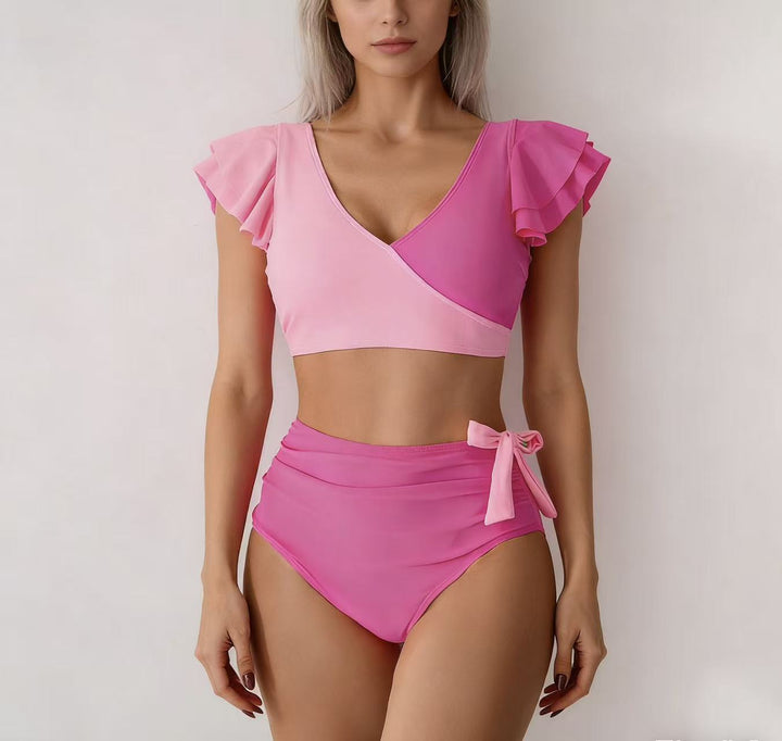 Damen Hochtailliertes Bikini-Set mit Rüschendetails Drune