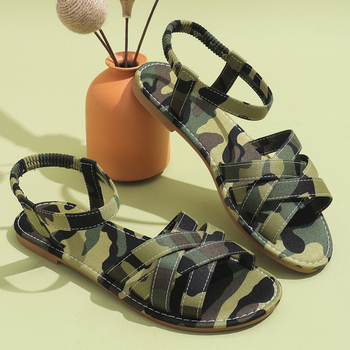 Damen Geflochtene Riemen‑Sandaletten mit elastischem Fersenriemen Drune