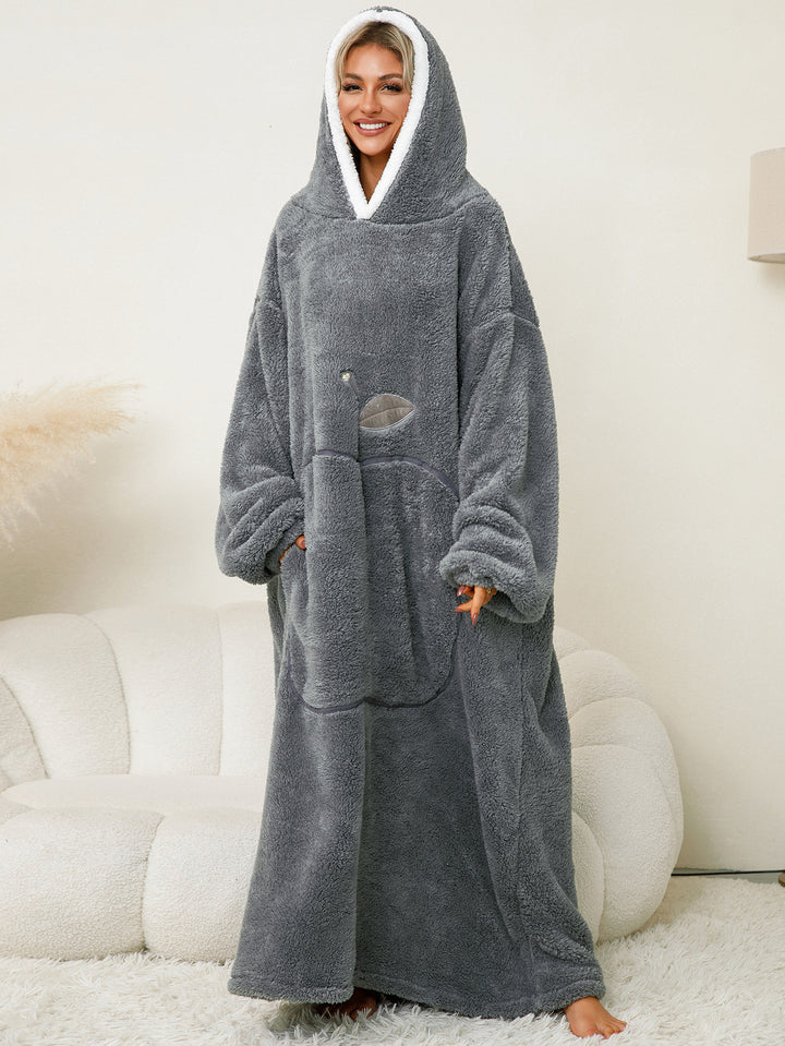 Damen Kuscheliger Hoodie-Decke mit großen Taschen und kontrastierendem Innenfutter Drune