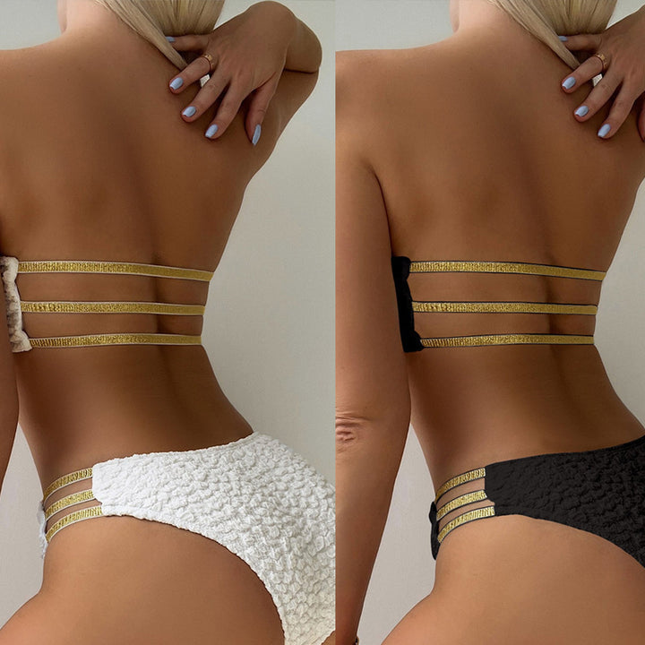 Damen Bandeau-Bikini-Set mit glänzenden Akzenten Drune
