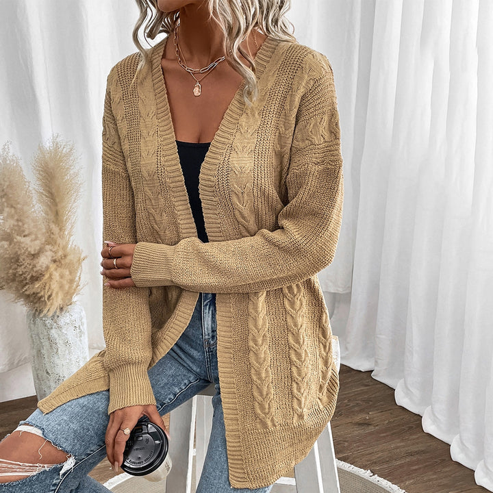 Damen Grobstrick Cardigan mit elegantem Zopfmuster und modernen Akzenten Drune