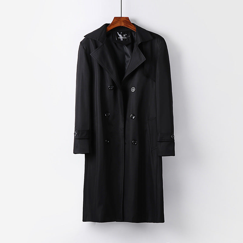 Herren Trenchcoat-Mantel mit doppelter Knopfleiste Taillengürtel und klassischem Revers Drune