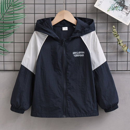 Unisex nan leichte Kapuzen-Windjacke mit Kontrastärmeln und elastischen Bündchen Drune
