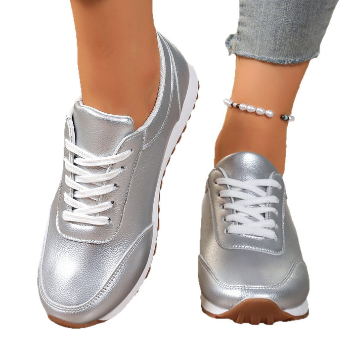Damen modischer Metallic-Sneaker mit dämpfender Leichtsohle und rutschfester Profilgummisohle Drune