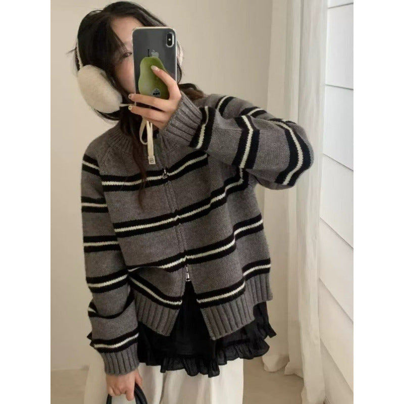 Damen Strickcardigan mit modernen Streifen Drune