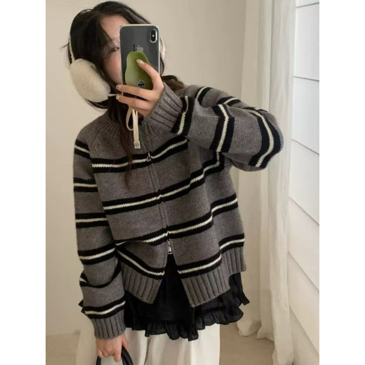 Damen Strickcardigan mit modernen Streifen Drune