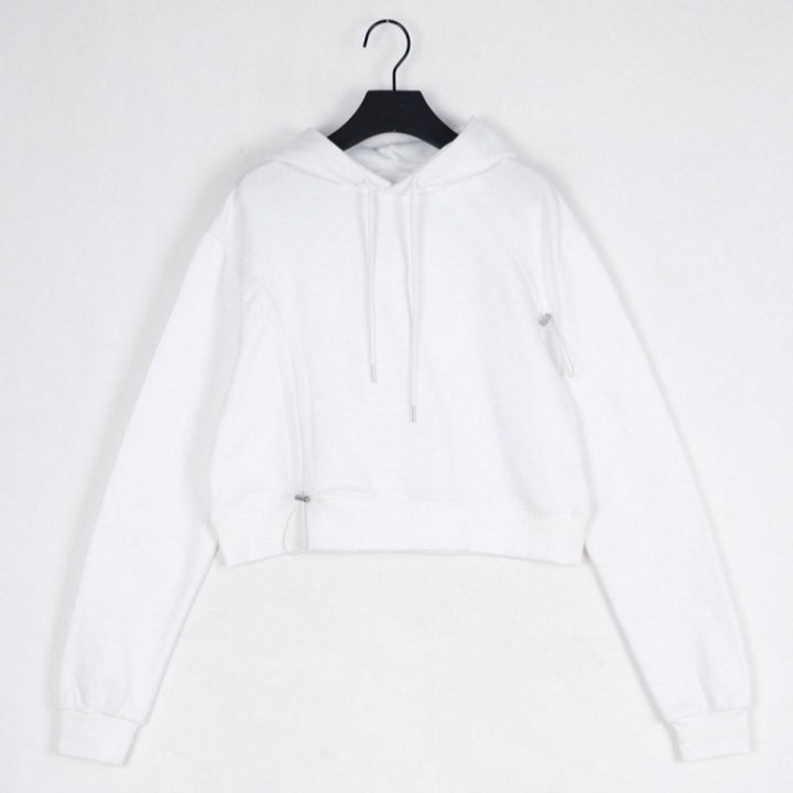 Damen cropped Kapuzenpullover mit verstellbarem Kordelzug Drune