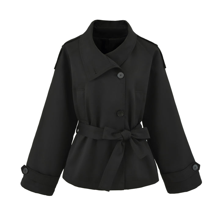 Damen Kurztrench mit Bindegürtel und weitem Arm Drune