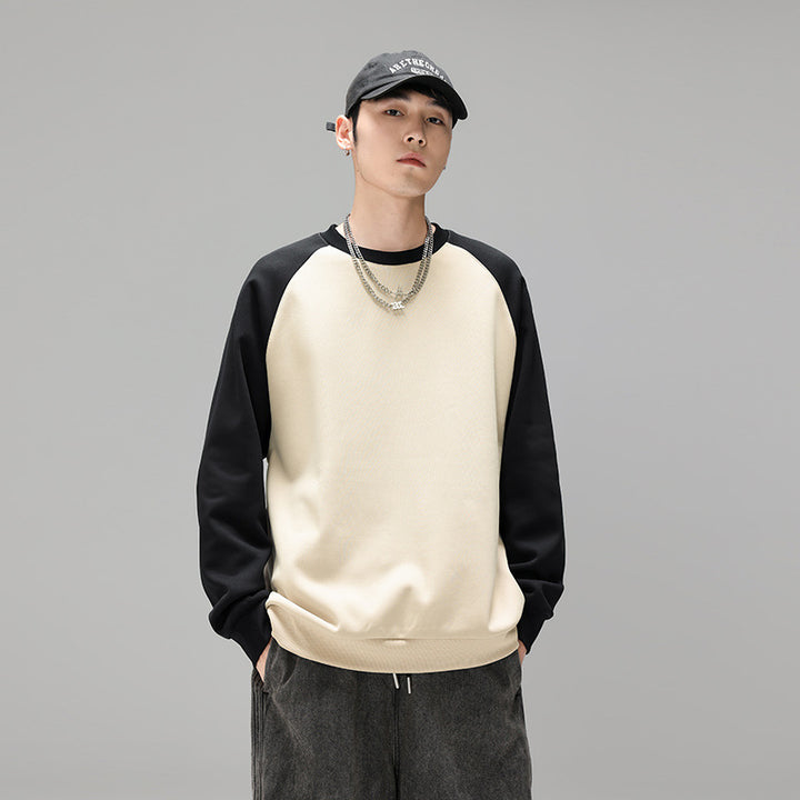 Herren Raglan‑Sweatshirt mit kontrastärmel, weichem Fleece‑Innenfutter und geripptem Saum Drune