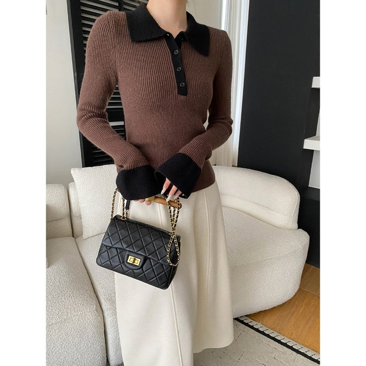 Damen Langarm-Pullover mit strukturiertem Rippdesign und hochwertiger Knopfleiste Drune
