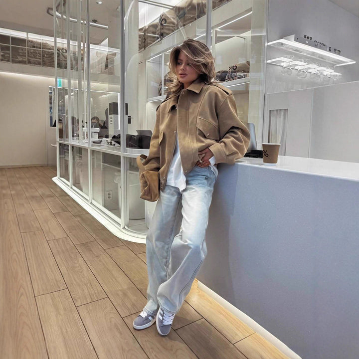 Damen lässige Oversize-Jacke Drune