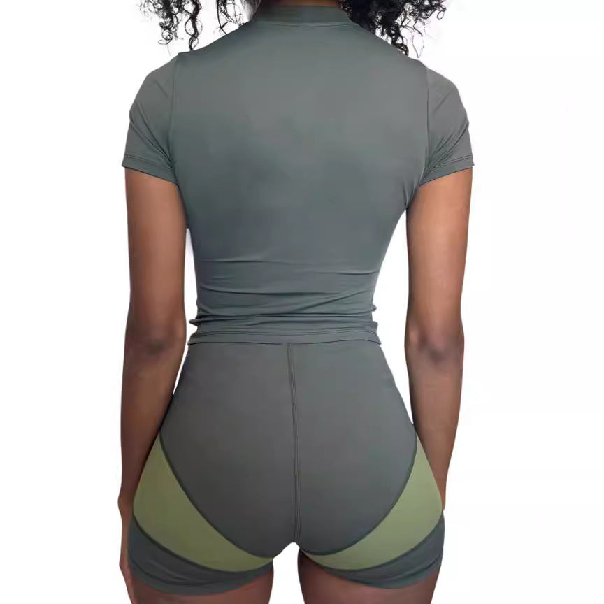 Damen sportliches Set mit kurzem Oberteil und Shorts Drune