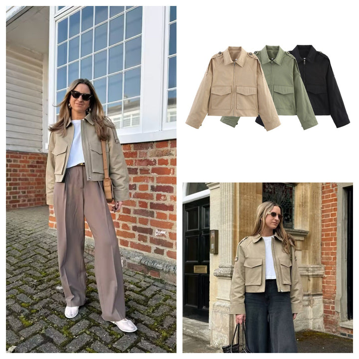 Damen modische Utility-Jacke mit praktischen Taschen Drune