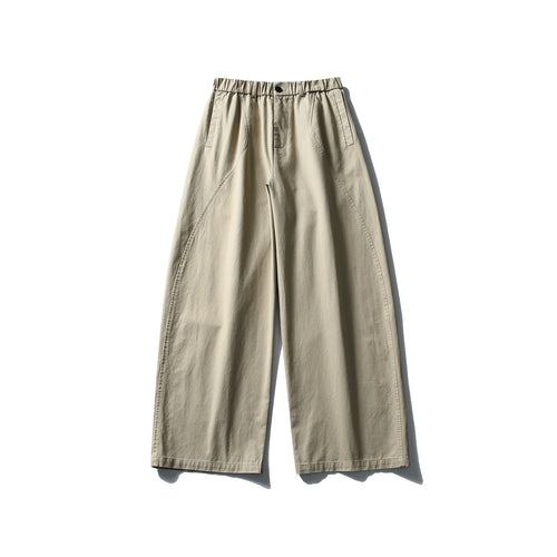 Damen Weite Cropped-Hose mit elastischem Bund und dekorativen Nahtpasse Drune