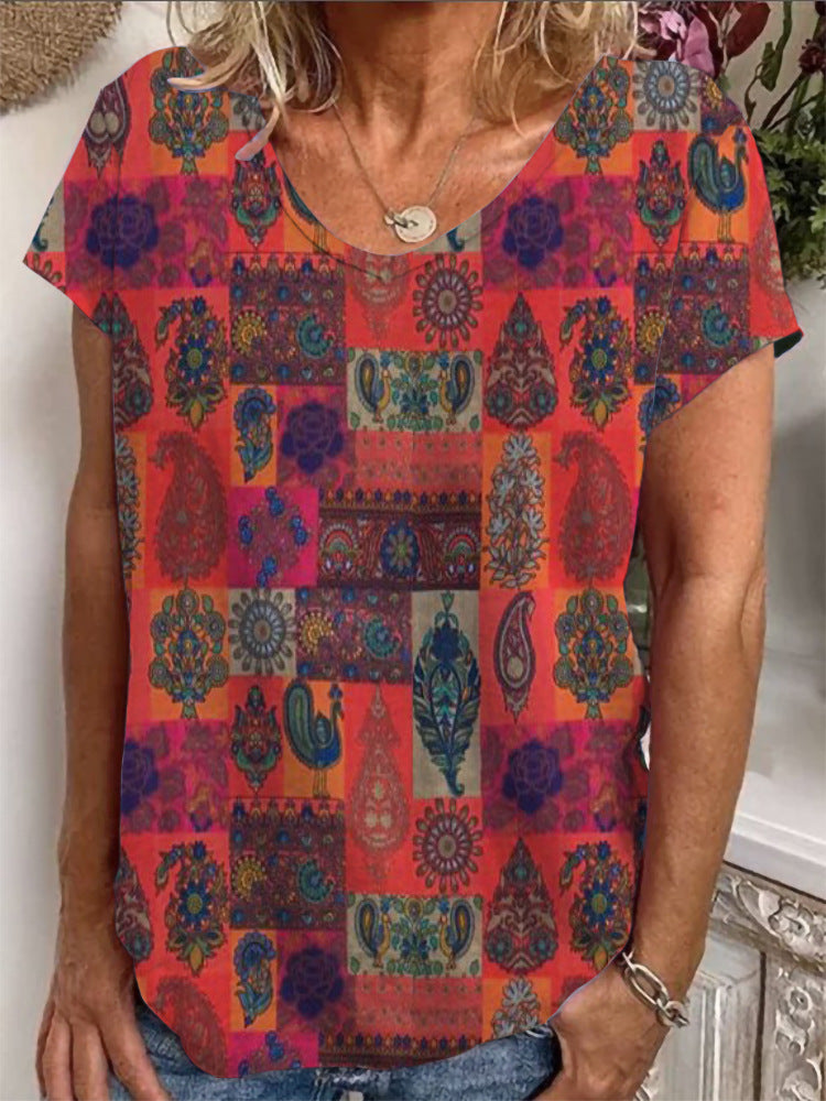 Damen Lockere Bluse mit buntem Paisleymuster Drune