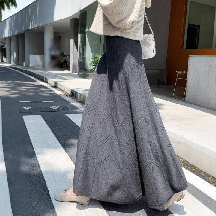 Damen Eleganter, schwingender Maxirock mit strukturiertem Design Drune