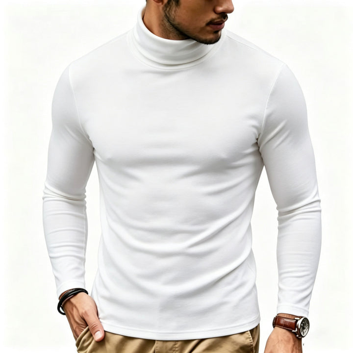 Herren Enganliegender Rollkragenpullover in Slim-Fit aus Baumwoll-Elasthan Drune