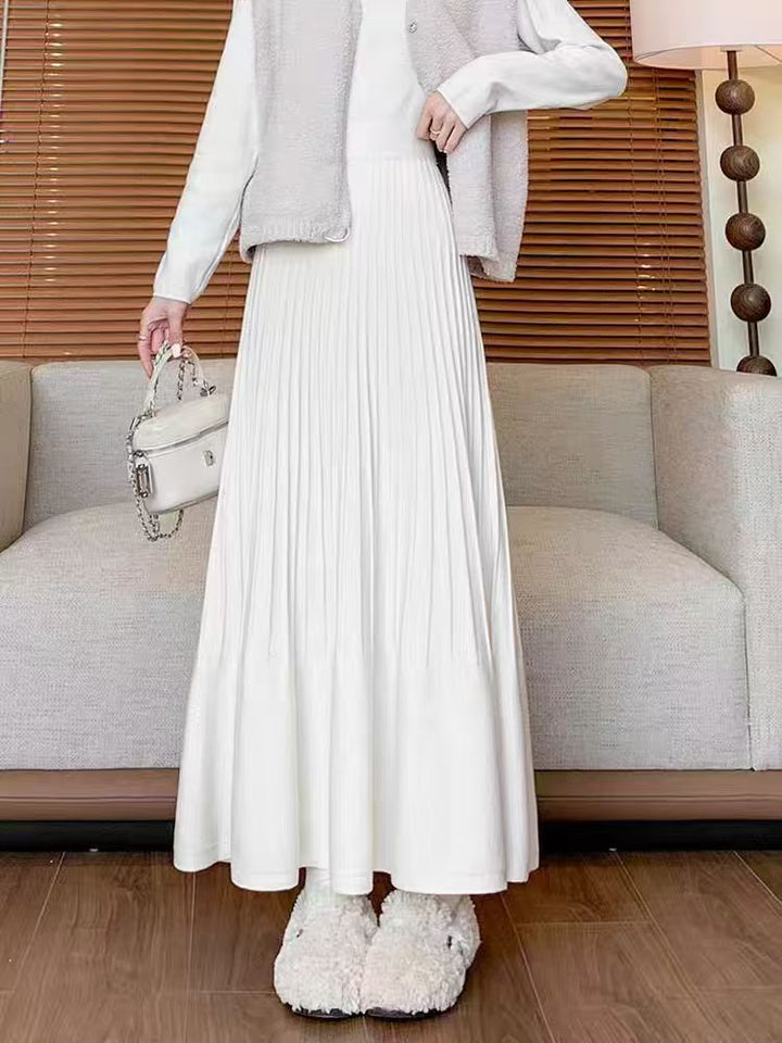 Damen eleganter Faltenrock mit hohem Bund Drune