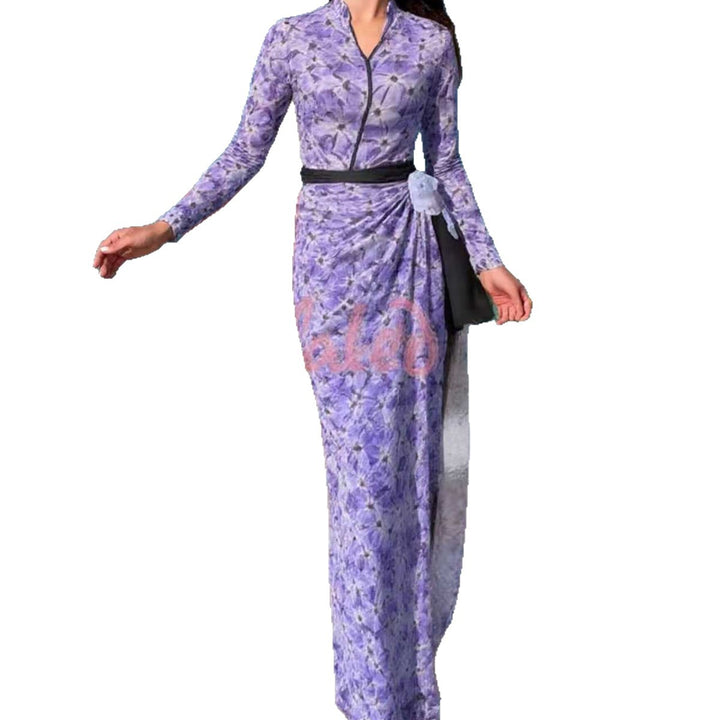 Damen elegantes Strandkleid mit floralem Muster Drune