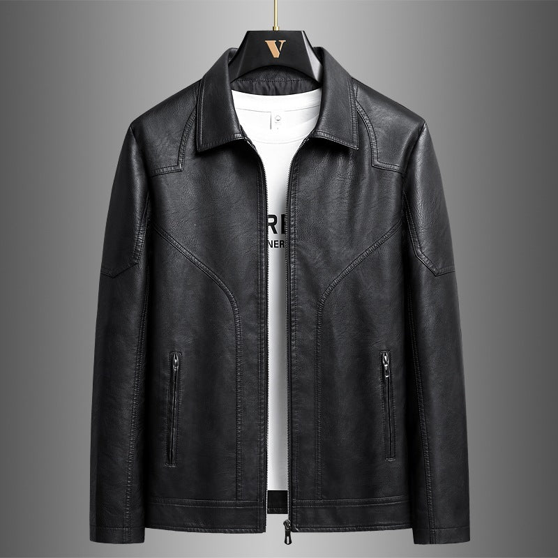 Herren Elegante Kunstlederjacke Drune