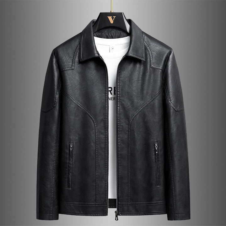 Herren Elegante Kunstlederjacke Drune
