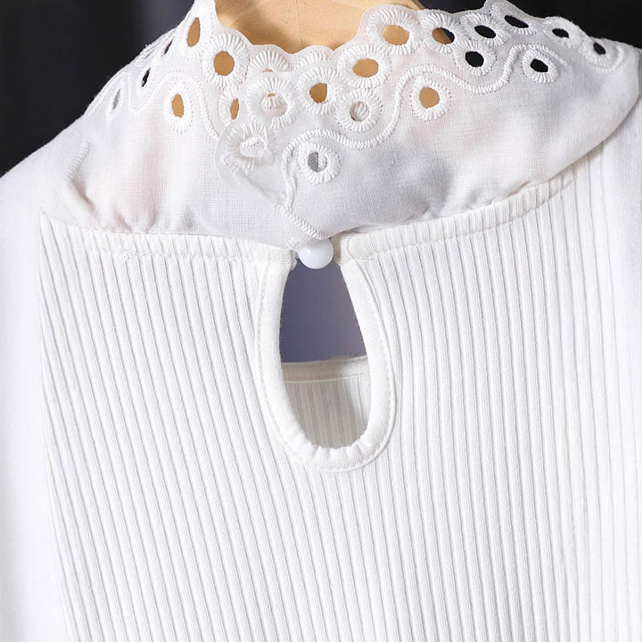 Mädchen Bluse mit voluminösen Tüllärmeln und aufwändigen Blumenstickereien Drune