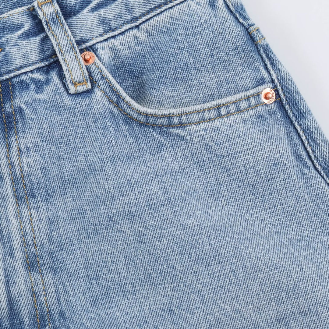 Damen Hochgeschnittene Relaxed-Jeans mit konischem Bein Drune