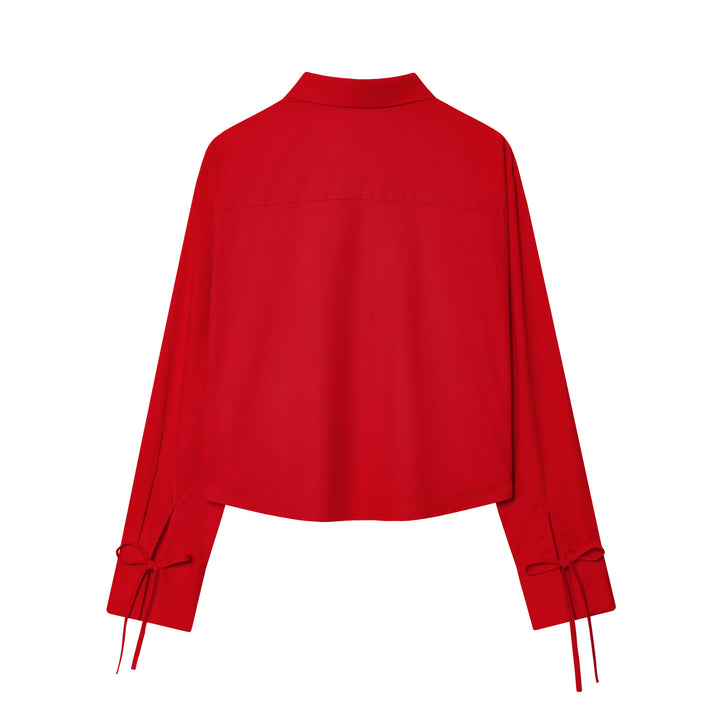 Damen nan gestreifte Bluse mit Krawatten-Front, Hemdkragen und weitem Manschettenärmel Drune