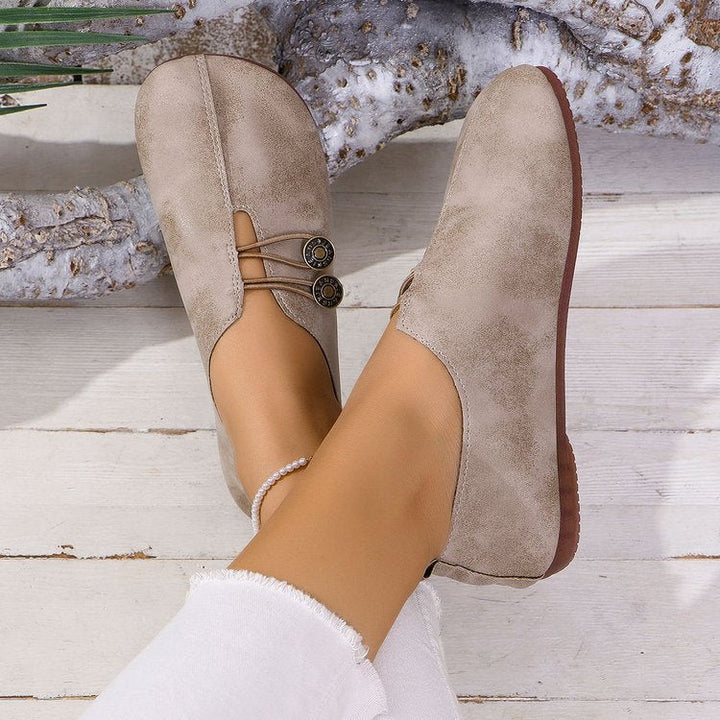 Damen komfortable Slipper mit modischen Knopfdetails Drune