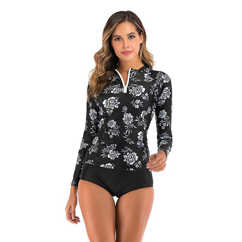 Damen UV-Schutz Rashguard mit floralem Muster Drune
