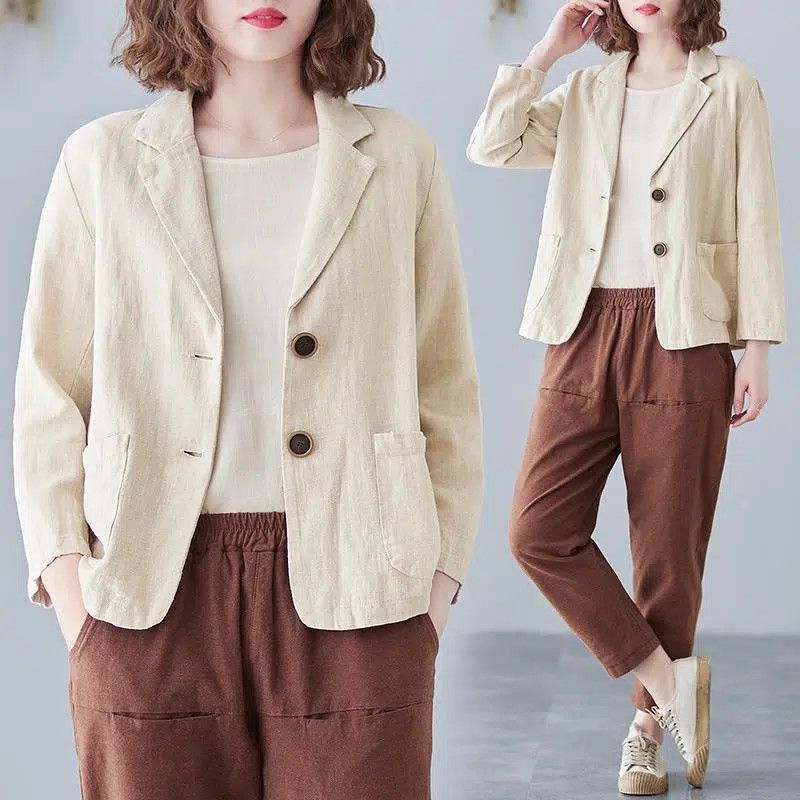 Damen lässiger blazer mit modischen Kontrastknöpfen Drune