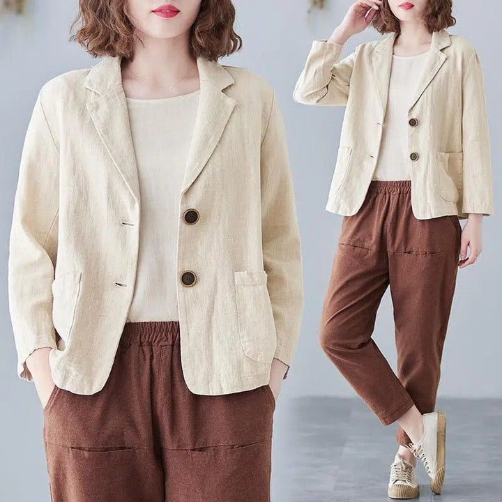 Damen lässiger blazer mit modischen Kontrastknöpfen Drune