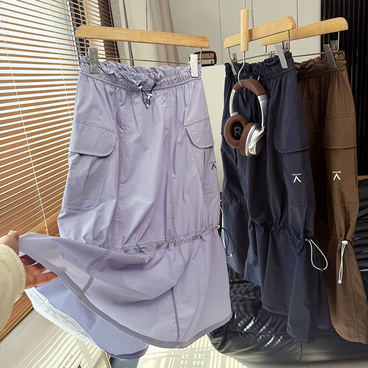 Damen modischer Cargo-Rock mit verstellbarem Bund und seitlichen Taschen Drune