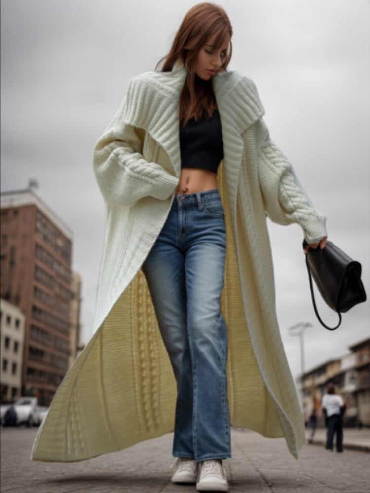 Damen Oversized Strickmantel mit strukturiertem Design und voluminösen Ärmeln Drune