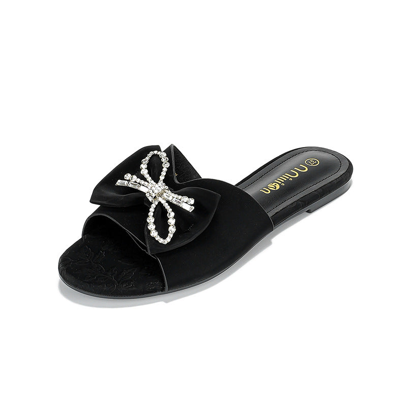 Damen Kunststoff Pantoletten mit eleganter Schleifenverzierung Drune