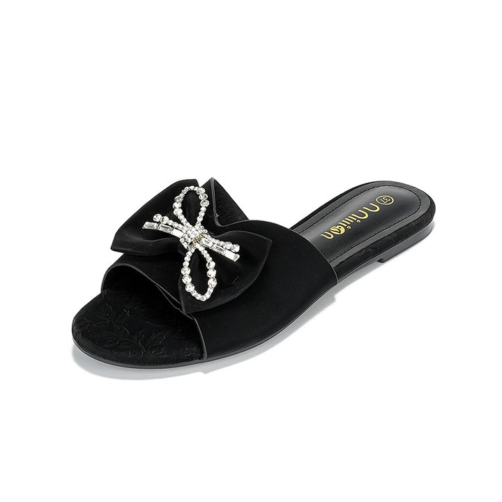 Damen Kunststoff Pantoletten mit eleganter Schleifenverzierung Drune