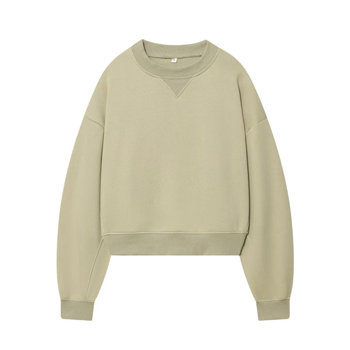 Damen Oversized kurzgeschnittenes Sweatshirt mit geripptem Halsausschnitt Drune