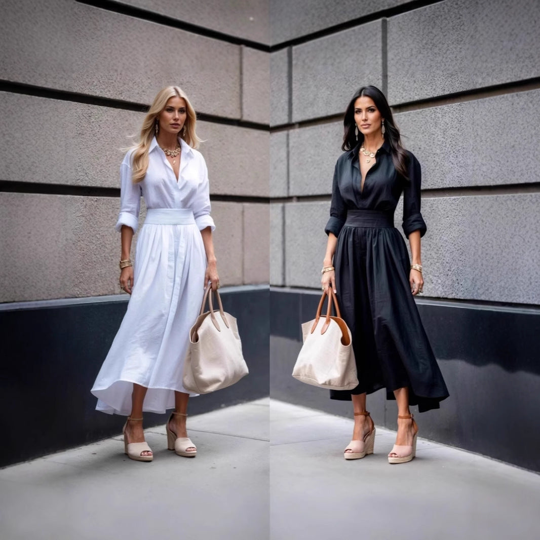 Damen Hemdkleid mit asymmetrischem Saum und tailliertem Schnitt Drune