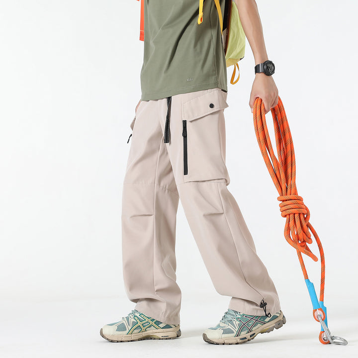 Unisex Weite technische Cargo-Hose mit Multifachtaschen, Tunnelzug und verstellbaren Beinabschlüssen Drune