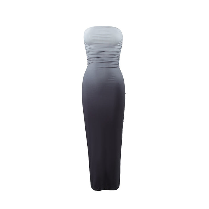 Damen elegantes trägerloses Maxikleid mit Farbverlauf Drune