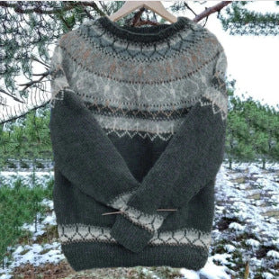 Damen nan Norwegerpullover aus Wollmix mit Rundhalsausschnitt und traditionellem Fair-Isle-Yoke Drune