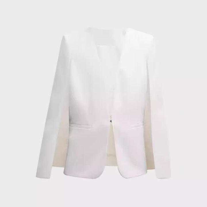 Damen Elegantes Cape‑Blazer‑Set mit offenem Ärmelschlitz und schmaler Anzughose Drune